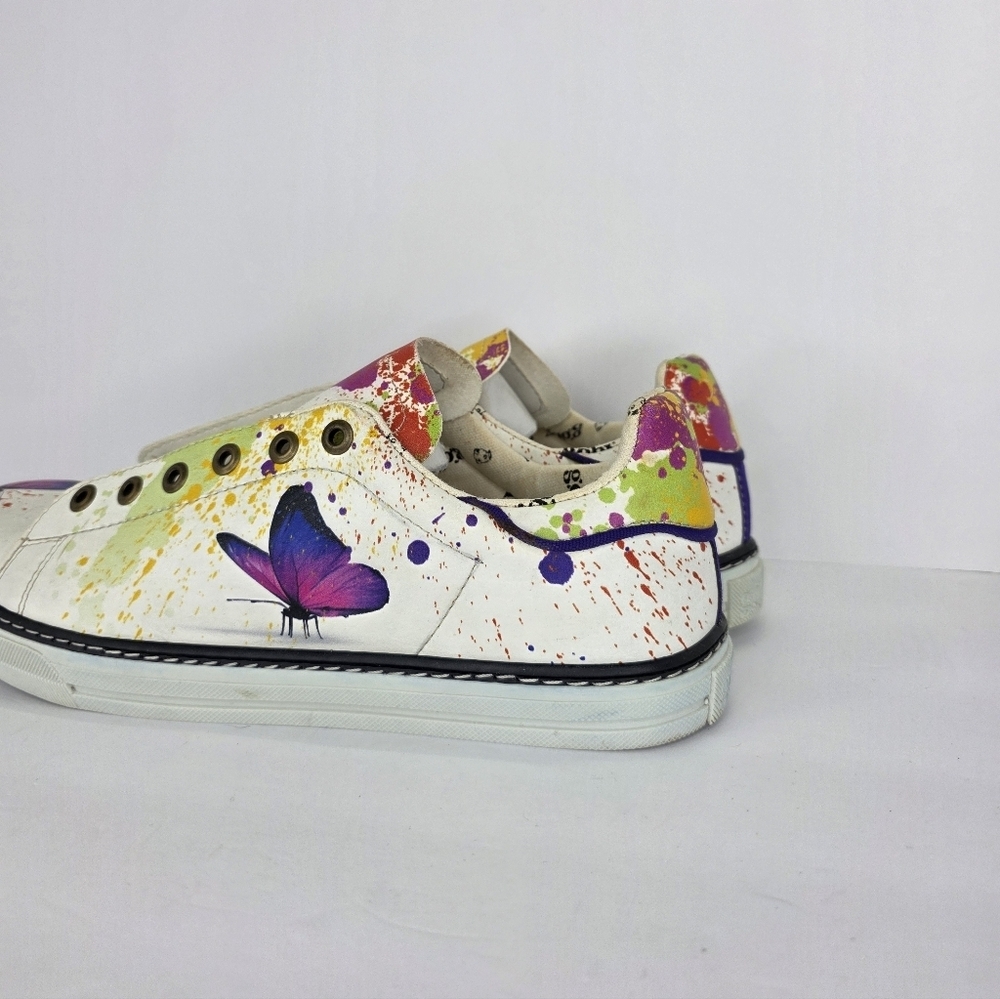 Goby Sneaker GSS117 Colorful Butterfly Graffiti Print Women's Casual EU 41 US 10 - Picture 3 of 14